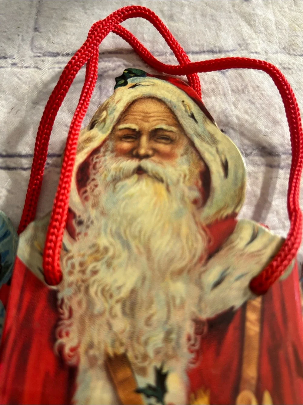 VTG GIFTED LINE PAPER MARIONETTE SANTA TOYS FIGURES (1996) 3D CHRISTMAS BAG